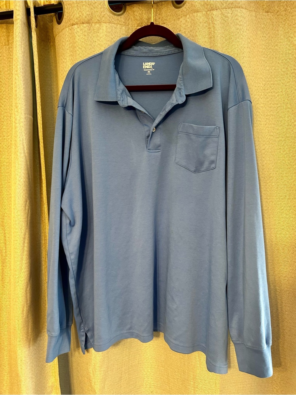 Lands' End Men's Long-Sleeve Polo - Sky Blue